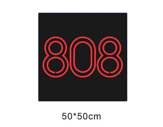 LED Neonschild: 808 - LEDs: Rot - Schwarzes Acryl - 50x50cm