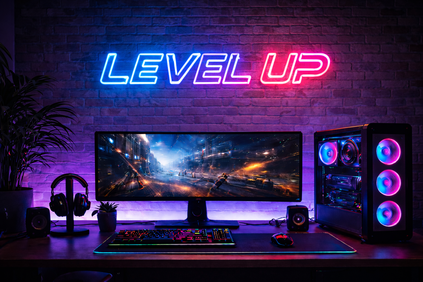 Your neon sign – Level Up