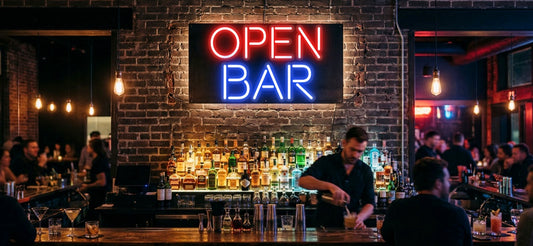 Your neon sign – OPEN BAR