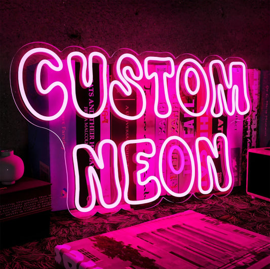 Custom LED neon sign in pink – wall decoration for the living room or business premises